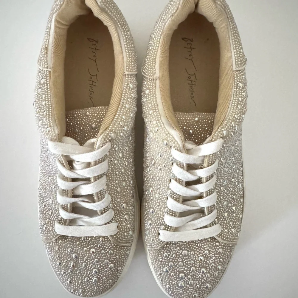 Betsey Johnson Women’s Sidney Laceup Platform Pearl-Embellished Sneaker - Picture 10 of 10